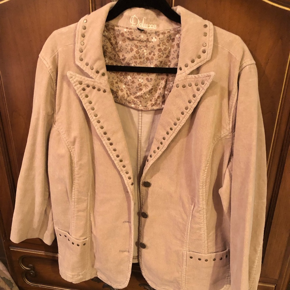 Tan Sonoma studded corduroy jacket 24W. NWT
